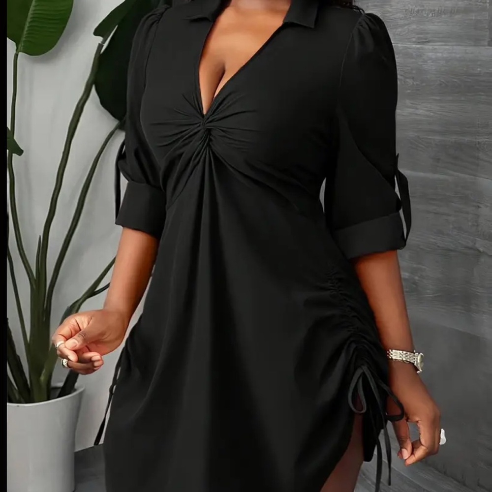Elegant Black Ruched Dress